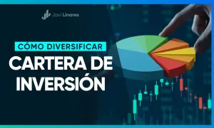 Un ejemplo de plan de inversiones: cómo diversificar tu cartera. Gráfico de pastel y velas japonesas.