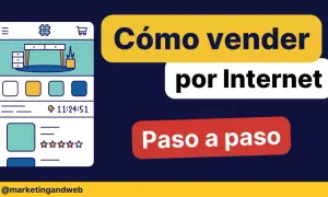 Ilustración de cómo hacer negocios por internet, mostrando una interfaz de tienda online con productos y valoraciones.