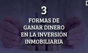 3 formas de ganar dinero invirtiendo en bienes raíces. Manos protegen una casa y pilas de monedas.