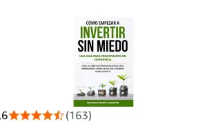Libro "Cómo empezar a invertir sin miedo", guía para principiantes. Muestra frascos con monedas y plantas creciendo, simbolizando el crecimiento financiero.