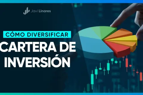 Un ejemplo de plan de inversiones: cómo diversificar tu cartera. Gráfico de pastel y velas japonesas.