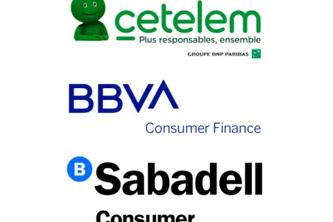 Logos de Cetelem, BBVA Consumer Finance y Sabadell Consumer. Averigua cuanto tarda Cetelem en aprobar una financiación.