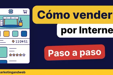 Ilustración de cómo hacer negocios por internet, mostrando una interfaz de tienda online con productos y valoraciones.