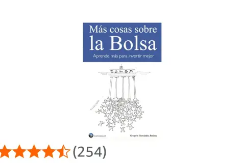 Portada de libro "Más cosas sobre la Bolsa". Ilustración de personas bajo columnas. Es buen momento para invertir en bolsa.