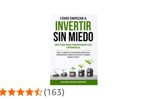 Libro "Cómo empezar a invertir sin miedo", guía para principiantes. Muestra frascos con monedas y plantas creciendo, simbolizando el crecimiento financiero.
