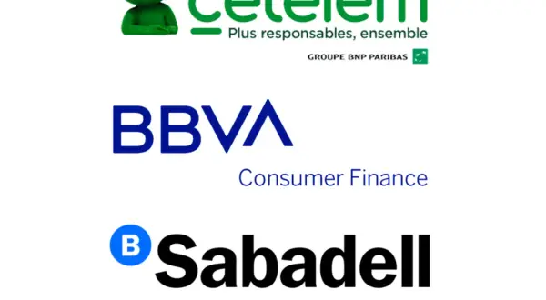 Logos de Cetelem, BBVA Consumer Finance y Sabadell Consumer. Averigua cuanto tarda Cetelem en aprobar una financiación.