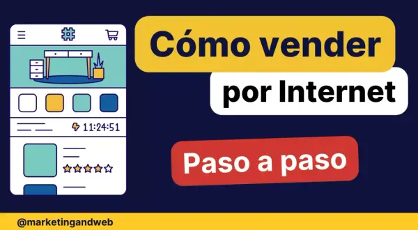 Ilustración de cómo hacer negocios por internet, mostrando una interfaz de tienda online con productos y valoraciones.