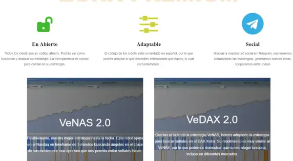 Descubre qué es el trading algorítmico con robots de código abierto y adaptable. VeNAS 2.0 y VeDAX 2.0 son ejemplos de estrategias automatizadas.