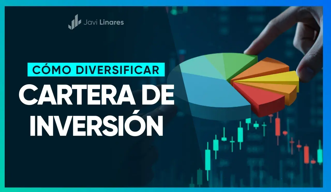Un ejemplo de plan de inversiones: cómo diversificar tu cartera. Gráfico de pastel y velas japonesas.