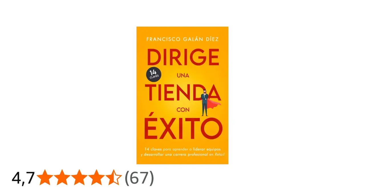 Portada de libro "Dirige una tienda con éxito" con un hombre con capa de superhéroe.