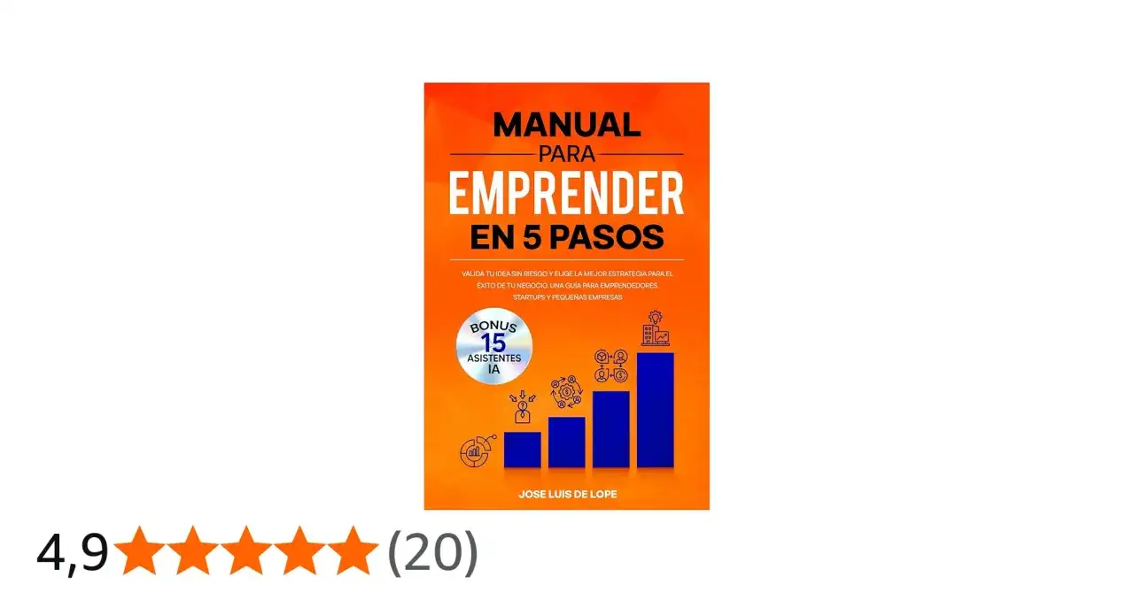 Manual para emprender en 5 pasos, una guía para saber qué hacer después de ADE y lanzar tu negocio con éxito. Incluye bonus de asistentes IA.