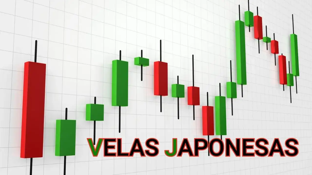 Gr&aacute;fico de velas japonesas, esencial para operar con CFD. Muestra la tendencia del mercado con barras rojas y verdes.