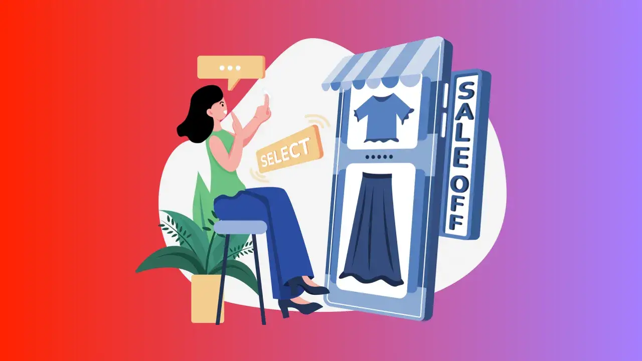Mujer elige ropa en tienda virtual. Entiende cómo funciona percentil al ver ofertas.