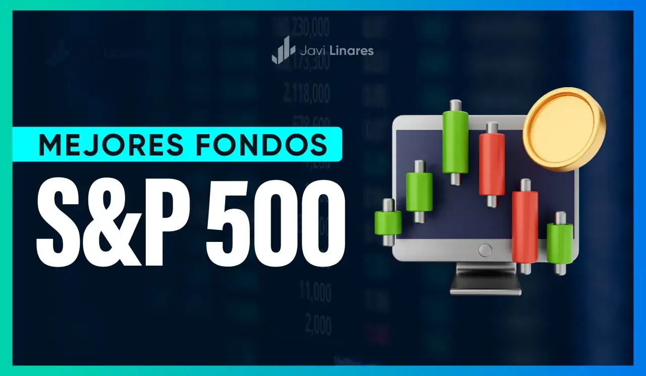 Gráfico de velas y moneda dorada sobre fondo de datos financieros. Aprende cómo invertir en S&P 500 desde España.