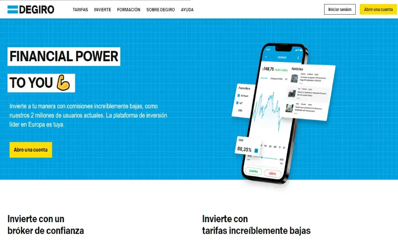 La web de DEGIRO muestra 