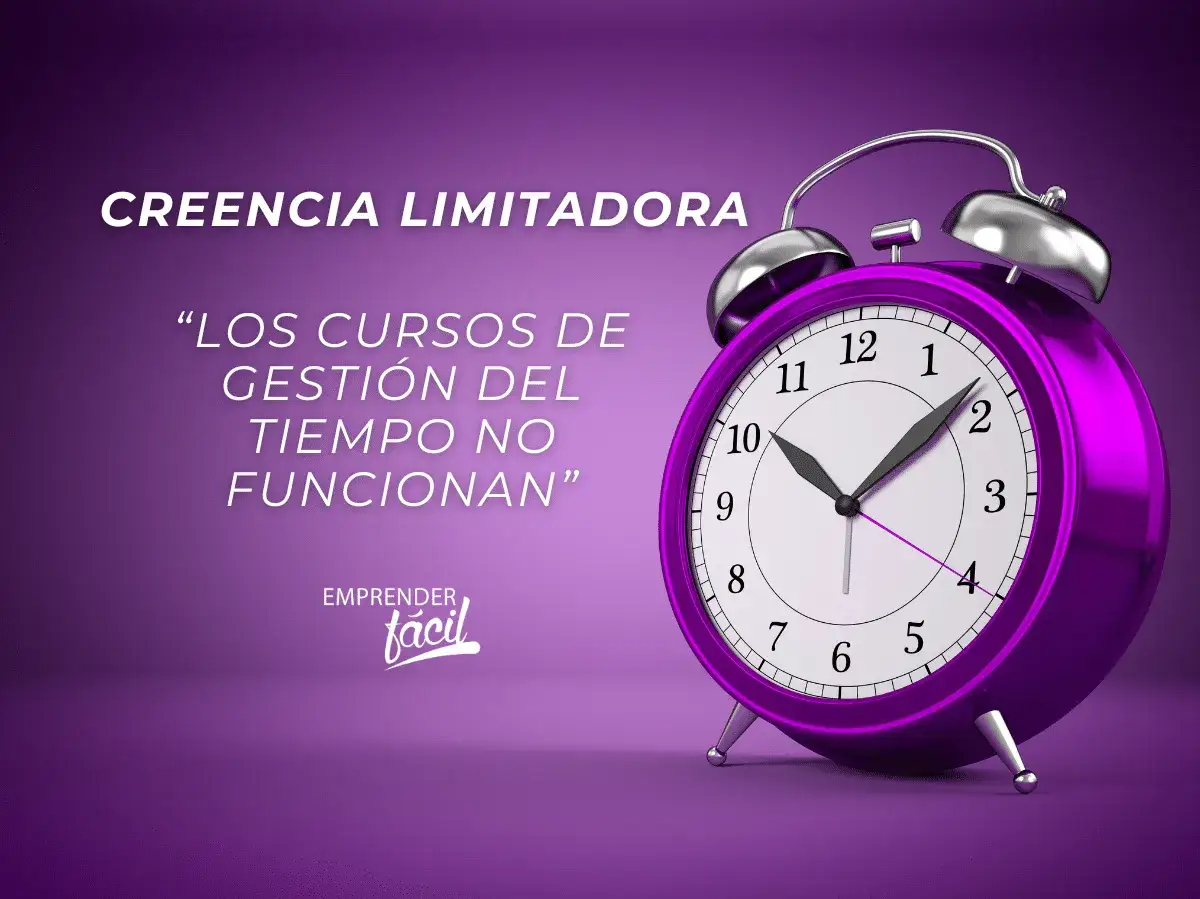 Un reloj morado junto a la frase
