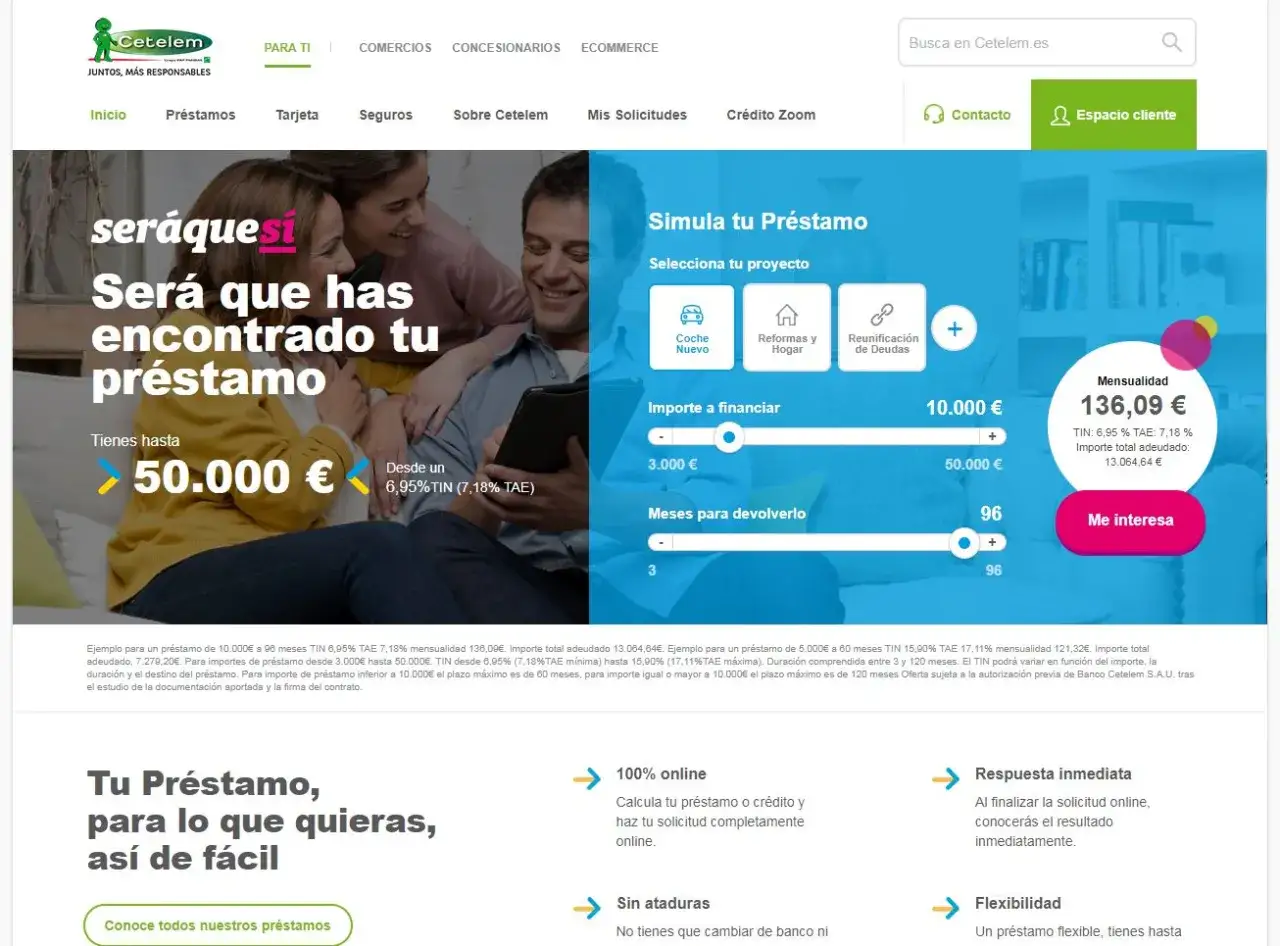 Simulador de pr&eacute;stamos Cetelem. Averigua cuanto tarda Cetelem en aprobar una financiaci&oacute;n y simula tu pr&eacute;stamo online.