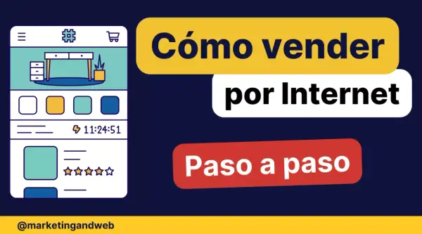 Ilustración de cómo hacer negocios por internet, mostrando una interfaz de tienda online con productos y valoraciones.