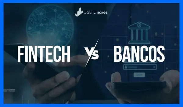 Fintech vs. Bancos: una comparativa visual. La imagen muestra un mundo digitalizado con Bitcoin y un banco tradicional, representando la evolución de los servicios financieros.